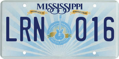 MS license plate LRN016