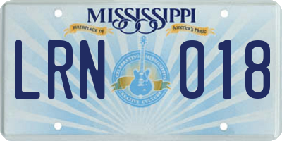 MS license plate LRN018