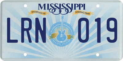 MS license plate LRN019