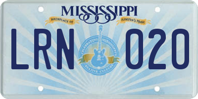 MS license plate LRN020