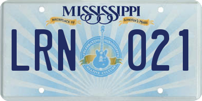 MS license plate LRN021