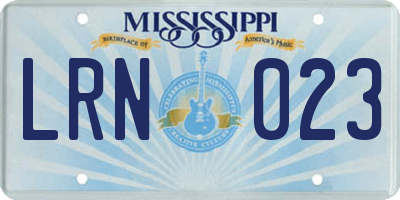 MS license plate LRN023