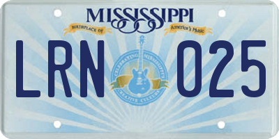 MS license plate LRN025