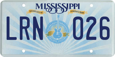 MS license plate LRN026