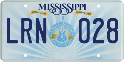 MS license plate LRN028