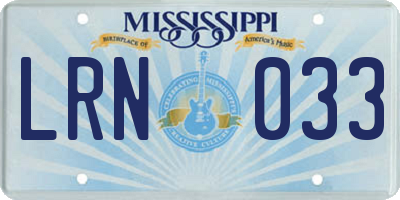 MS license plate LRN033