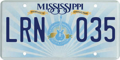 MS license plate LRN035