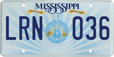 MS license plate LRN036