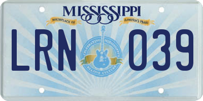 MS license plate LRN039