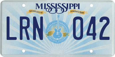 MS license plate LRN042