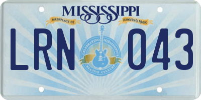 MS license plate LRN043