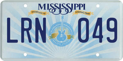 MS license plate LRN049