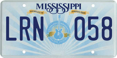 MS license plate LRN058