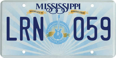 MS license plate LRN059