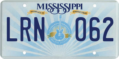 MS license plate LRN062