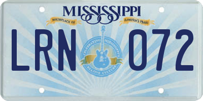 MS license plate LRN072