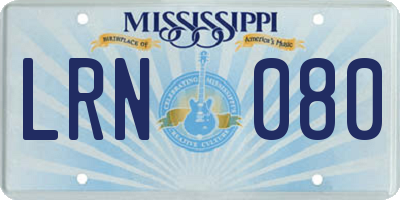 MS license plate LRN080