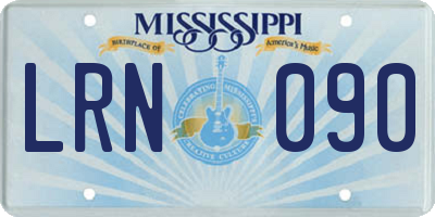 MS license plate LRN090