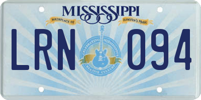 MS license plate LRN094