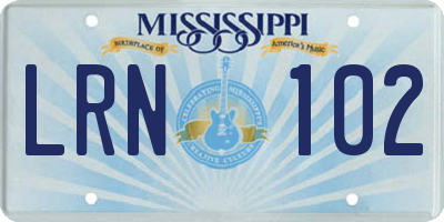 MS license plate LRN102