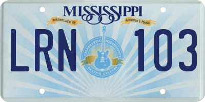 MS license plate LRN103