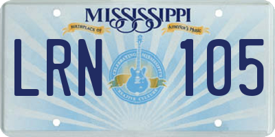 MS license plate LRN105
