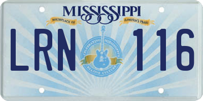 MS license plate LRN116