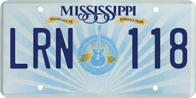 MS license plate LRN118