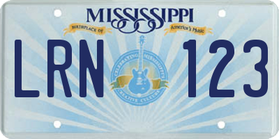 MS license plate LRN123