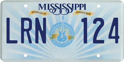 MS license plate LRN124
