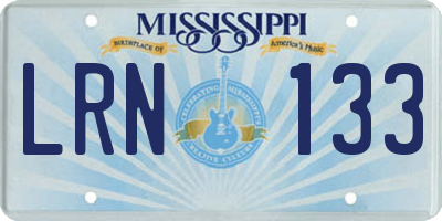 MS license plate LRN133