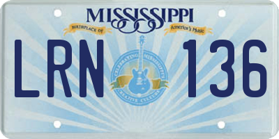 MS license plate LRN136