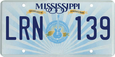 MS license plate LRN139