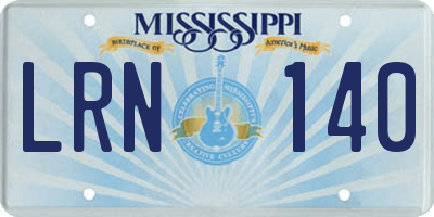 MS license plate LRN140