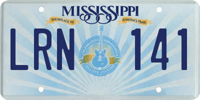 MS license plate LRN141