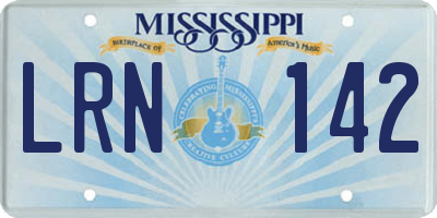 MS license plate LRN142