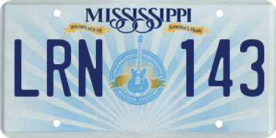 MS license plate LRN143