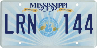 MS license plate LRN144