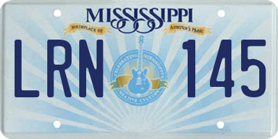 MS license plate LRN145