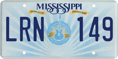 MS license plate LRN149
