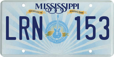 MS license plate LRN153