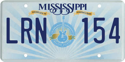 MS license plate LRN154