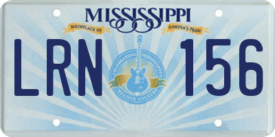 MS license plate LRN156
