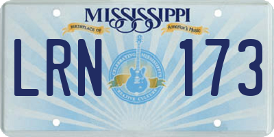 MS license plate LRN173