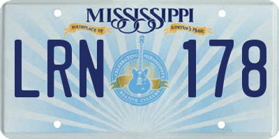 MS license plate LRN178