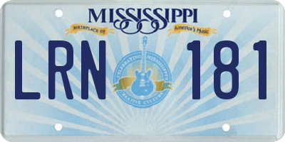 MS license plate LRN181