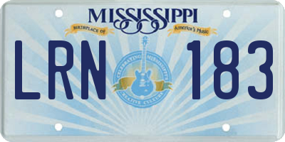MS license plate LRN183