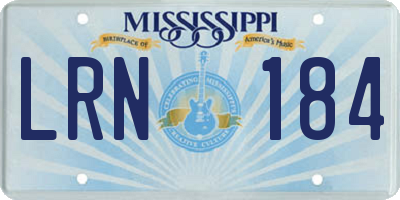 MS license plate LRN184
