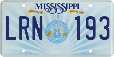 MS license plate LRN193