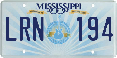 MS license plate LRN194